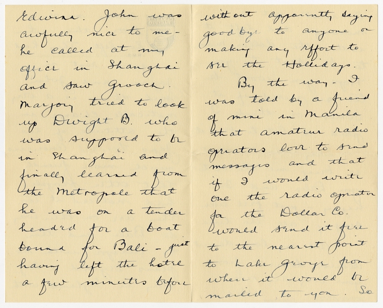 Image: correspondence: Harold M. Bixby to Debby Bixby