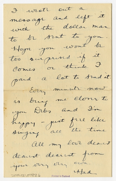 Image: correspondence: Harold M. Bixby to Debby Bixby