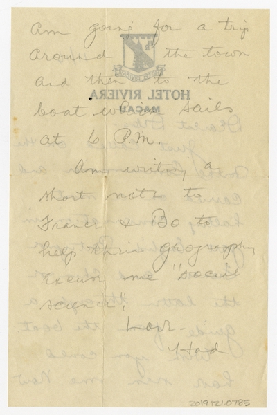 Image: correspondence: Harold M. Bixby to Debby Bixby