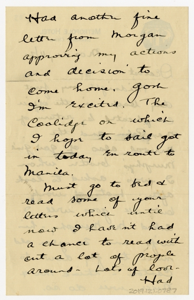 Image: correspondence: Harold M. Bixby to Debby Bixby