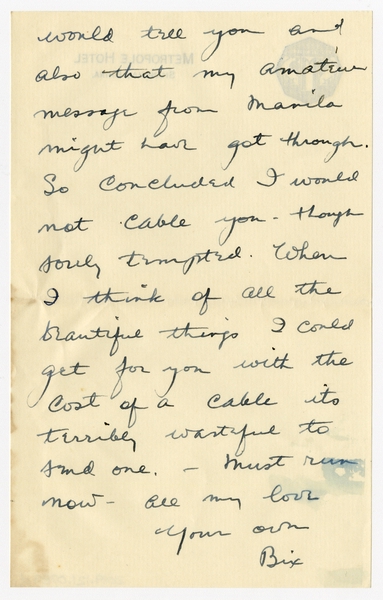 Image: correspondence: Harold M. Bixby to Debby Bixby