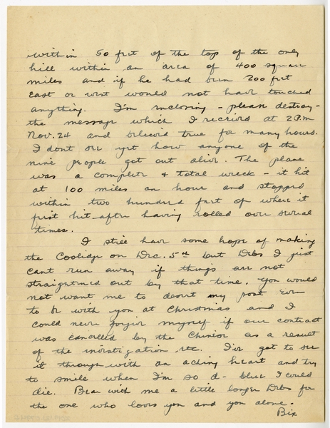 Image: correspondence: Harold M. Bixby to Debby Bixby