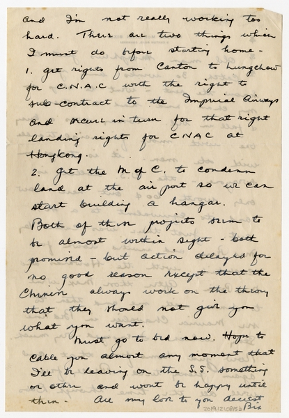 Image: correspondence: Harold M. Bixby to Debby Bixby
