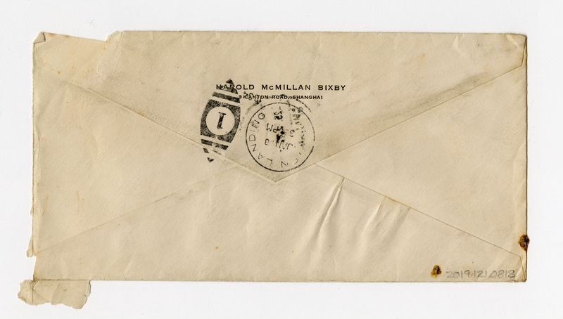 Image: airmail flight cover: Harold M. Bixby to Mrs. H.M. [Debby] Bixby