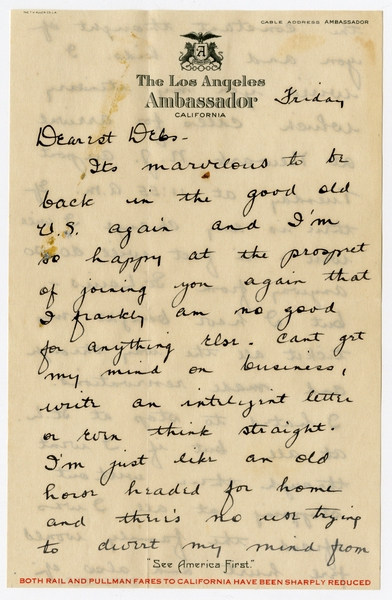 Image: correspondence: Harold M. Bixby to Debby Bixby