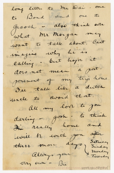 Image: correspondence: Harold M. Bixby to Debby Bixby
