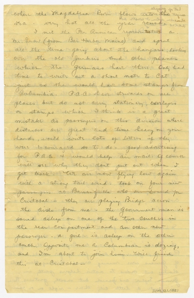Image: correspondence: Harold M. Bixby to Debby Bixby