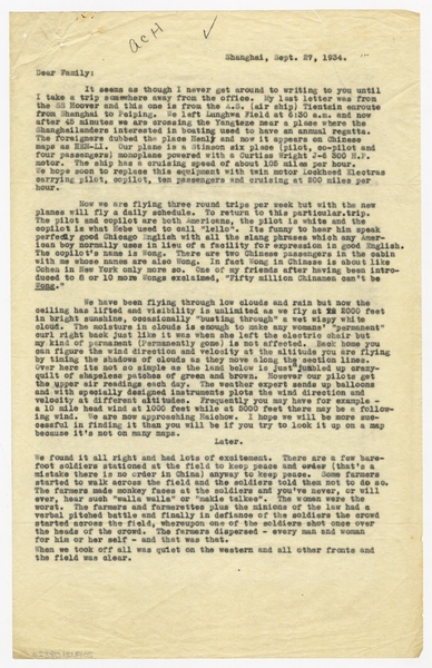 Image: correspondence: Harold M. Bixby, family circular letter