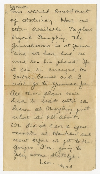 Image: correspondence: Harold M. Bixby to Debby Bixby