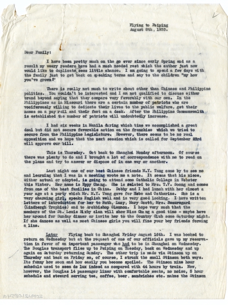 Image: correspondence: Harold M. Bixby, family circular letter