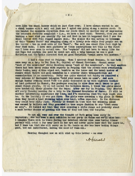 Image: correspondence: Harold M. Bixby, family circular letter