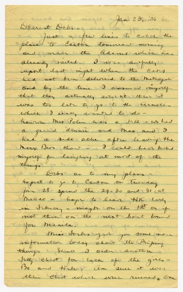 Image: correspondence: Harold M. Bixby to Debby Bixby