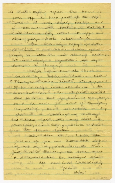 Image: correspondence: Harold M. Bixby to Debby Bixby