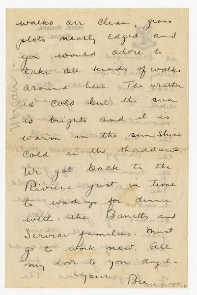 Image: correspondence: Harold M. Bixby to Debby Bixby