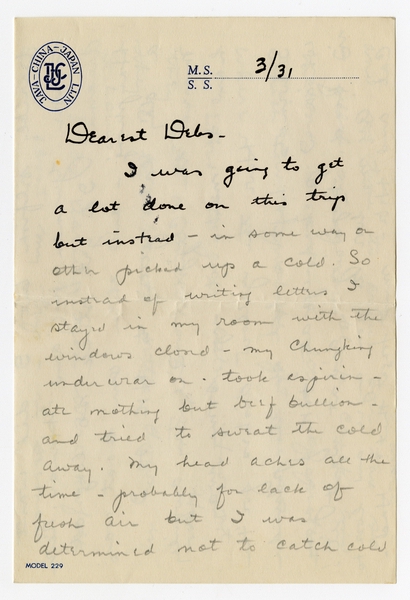 Image: correspondence: Harold M. Bixby to Debby Bixby