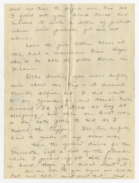 Image: correspondence: Harold M. Bixby to Debby Bixby