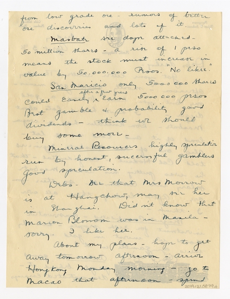 Image: correspondence: Harold M. Bixby to Debby Bixby