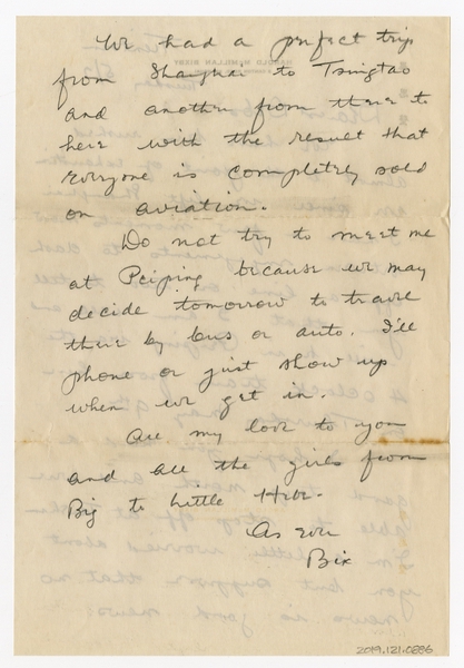 Image: correspondence: Harold M. Bixby to Debby Bixby