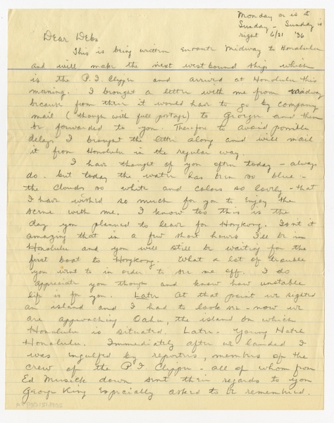 Image: correspondence: Harold M. Bixby to Debby Bixby