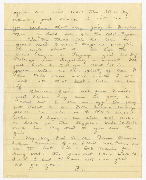 Image: correspondence: Harold M. Bixby to Debby Bixby