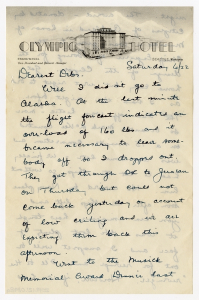 Image: correspondence: Harold M. Bixby to Debby Bixby