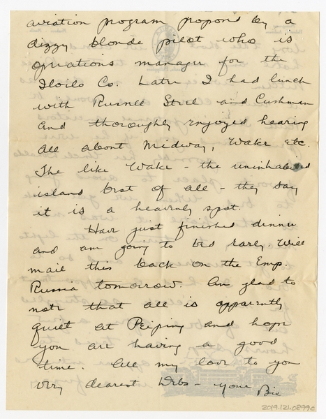 Image: correspondence: Harold M. Bixby to Debby Bixby
