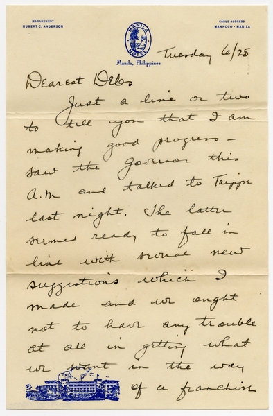 Image: correspondence: Harold M. Bixby to Debby Bixby