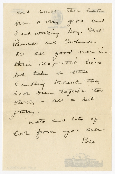 Image: correspondence: Harold M. Bixby to Debby Bixby