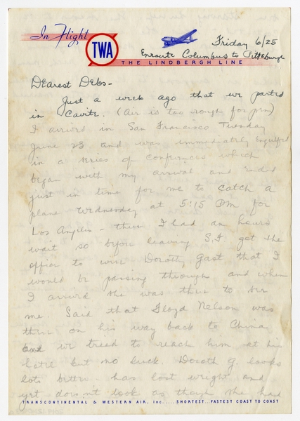 Image: correspondence: Harold M. Bixby to Debby Bixby