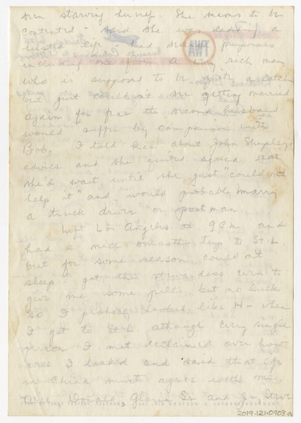 Image: correspondence: Harold M. Bixby to Debby Bixby