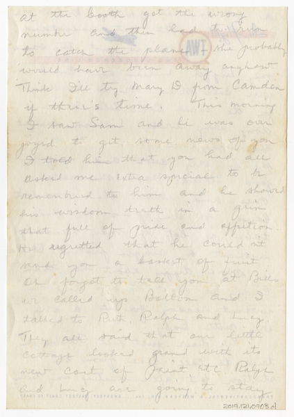 Image: correspondence: Harold M. Bixby to Debby Bixby