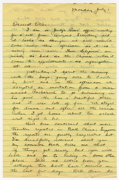 Image: correspondence: Harold M. Bixby to Debby Bixby