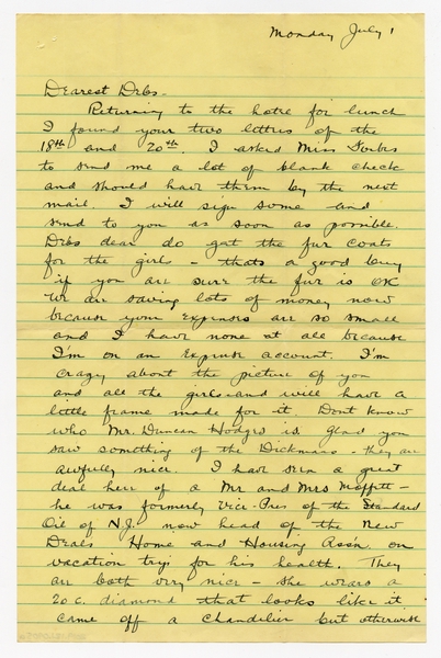 Image: correspondence: Harold M. Bixby to Debby Bixby