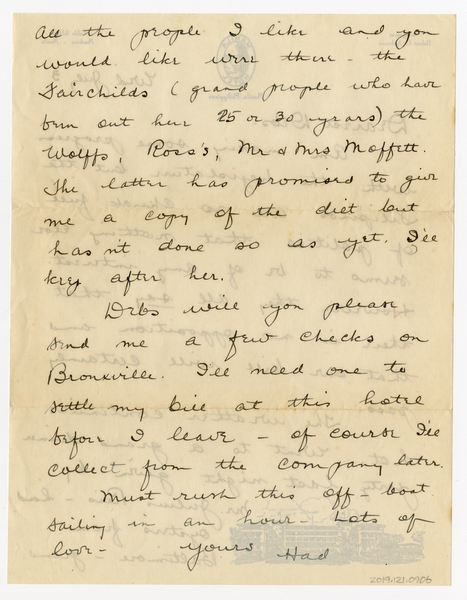 Image: correspondence: Harold M. Bixby to Debby Bixby