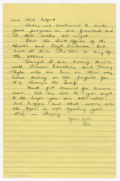 Image: correspondence: Harold M. Bixby to Debby Bixby