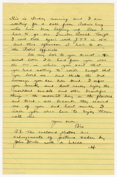 Image: correspondence: Harold M. Bixby to Debby Bixby