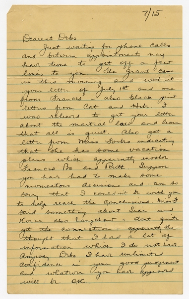 Image: correspondence: Harold M. Bixby to Debby Bixby