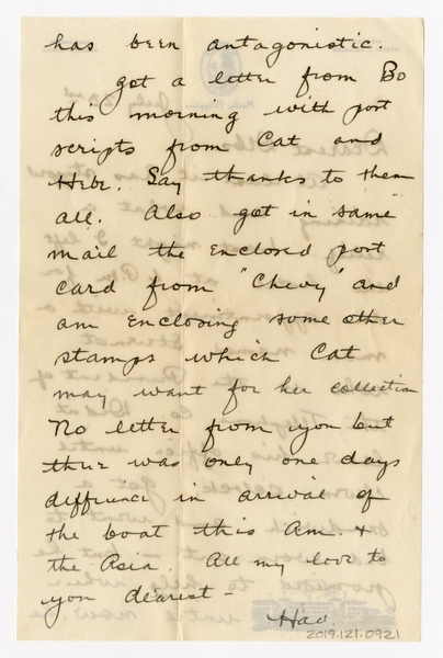 Image: correspondence: Harold M. Bixby to Debby Bixby