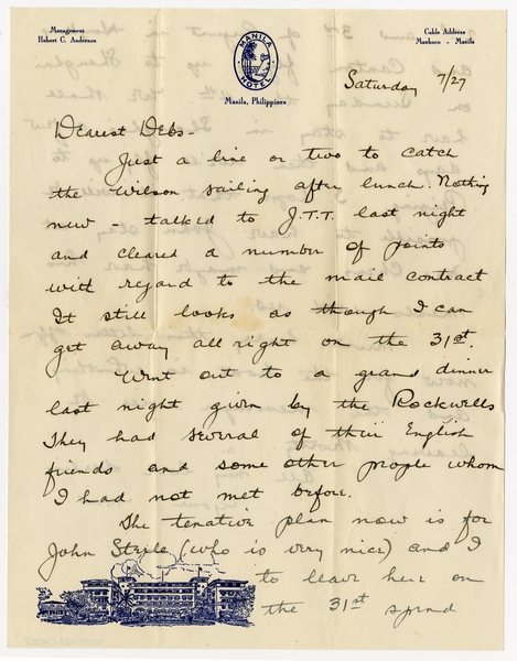 Image: correspondence: Harold M. Bixby to Debby Bixby