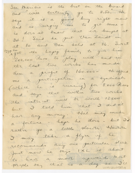Image: correspondence: Harold M. Bixby to Debby Bixby