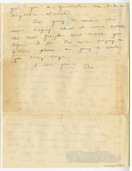 Image: correspondence: Harold M. Bixby to Debby Bixby