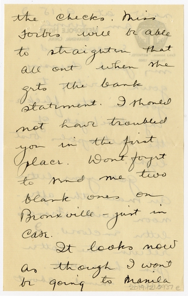 Image: correspondence: Harold M. Bixby to Debby Bixby