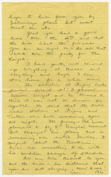 Image: correspondence: Harold M. Bixby to Debby Bixby