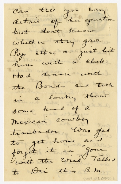 Image: correspondence: Harold M. Bixby to Debby Bixby