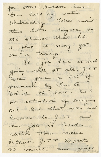 Image: correspondence: Harold M. Bixby to Debby Bixby