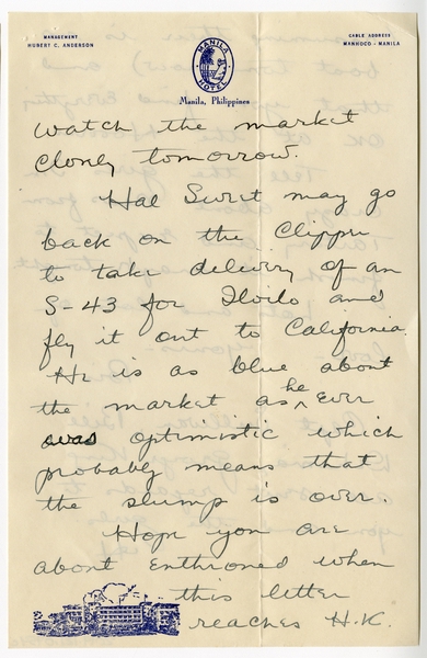 Image: correspondence: Harold M. Bixby to Debby Bixby