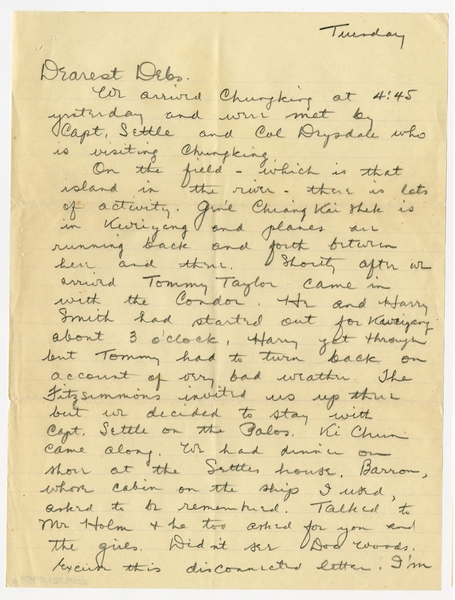 Image: correspondence: Harold M. Bixby to Debby Bixby