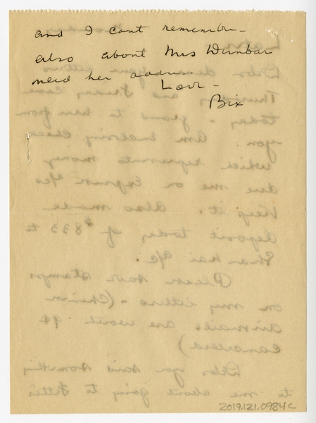 Image: correspondence: Harold M. Bixby to Debby Bixby