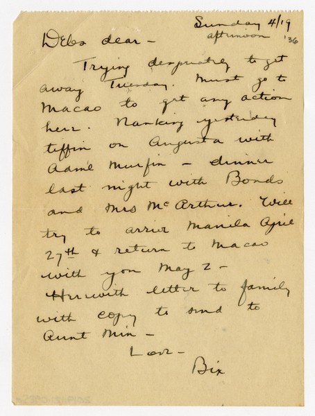 Image: correspondence: Harold M. Bixby to Debby Bixby