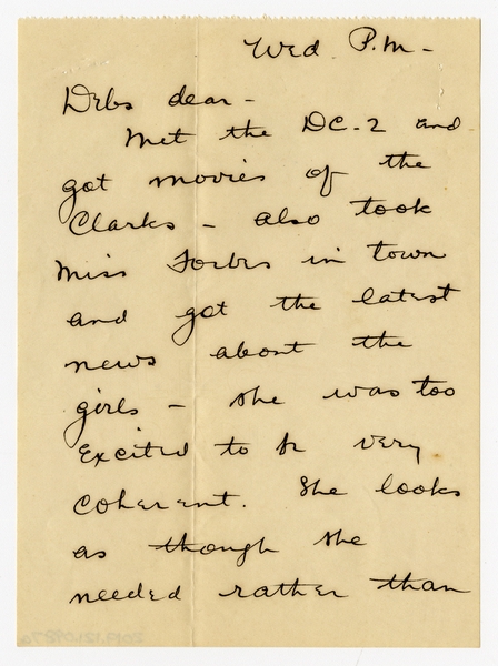 Image: correspondence: Harold M. Bixby to Debby Bixby